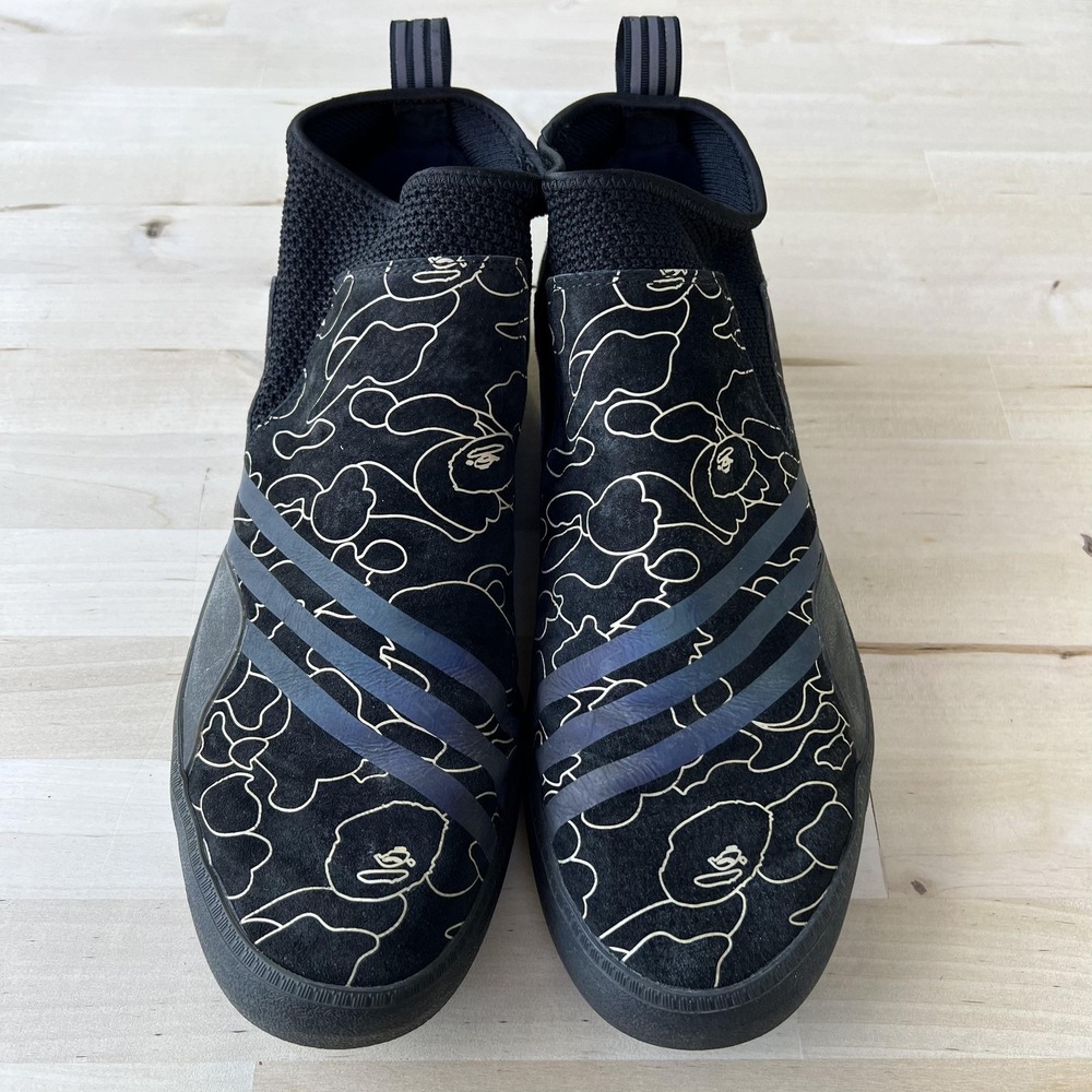 Adidas X Bape 3ST.002 Shoes Mens‎ Size 11.5 Black Camo Skate Sneakers